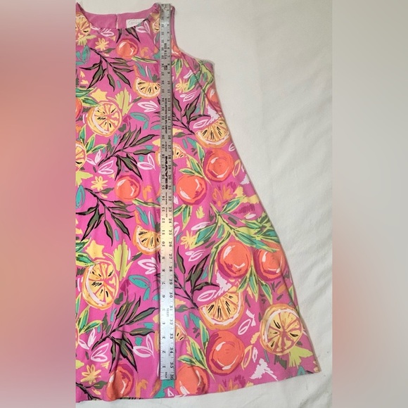 Papagallo Sleeveless Swing Dress Citrus Print Size Large Flowy A Line EUC - Picture 3 of 12